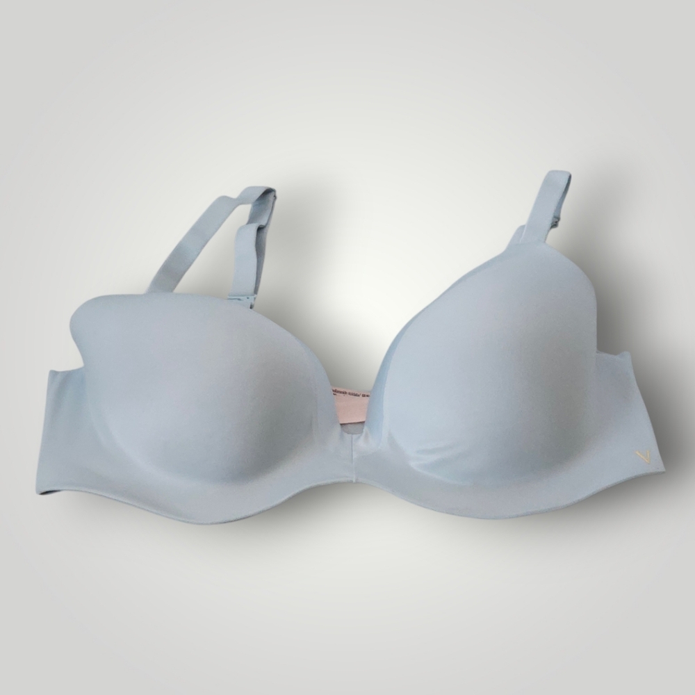 Victoria's Secret Perfect Coverage T-Shirt Bra 34D Ice Blue‎ Smooth Molded Cup